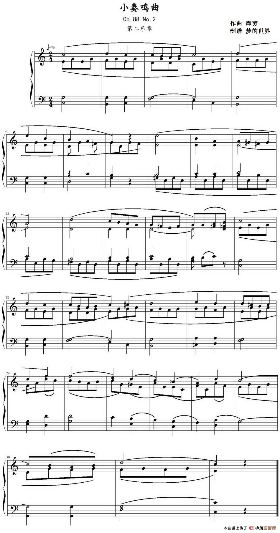 歌谱:小奏鸣曲(库劳op.88 no.2)(钢琴谱)图片